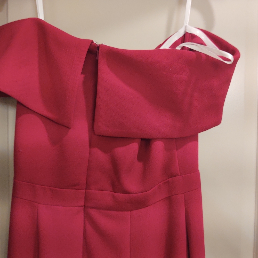 Xscape magenta off the shoulder dress with side slit - Picture 8 of 9